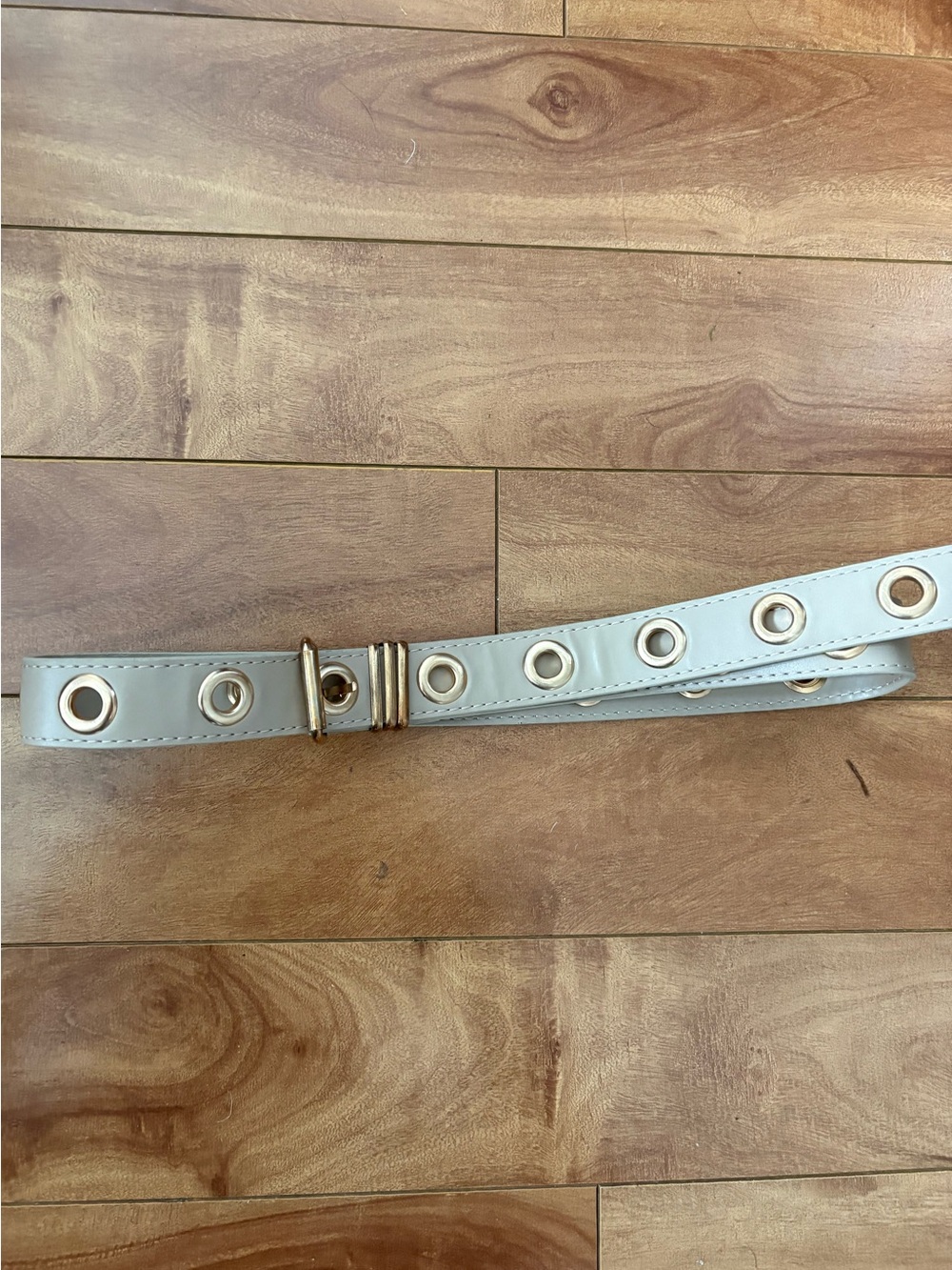 ASOS White Belt with Gold Grommet Hardware